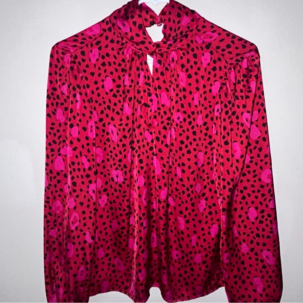 Halter Long Sleeve Red and Black Women's Top